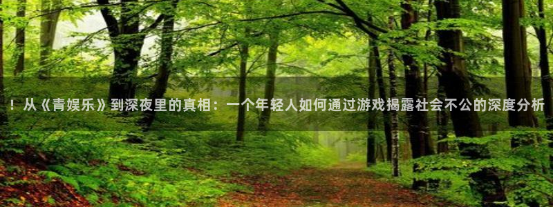 蓝狮在线彩票官网：！从《青娱乐》到深夜里的真相：一个年轻人如何通过游戏揭露社会不公的深度分析